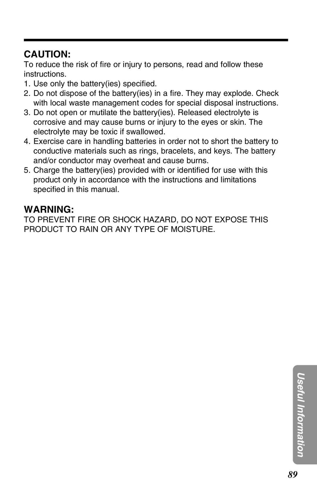 Panasonic KX-TG2670N operating instructions Useful Information 