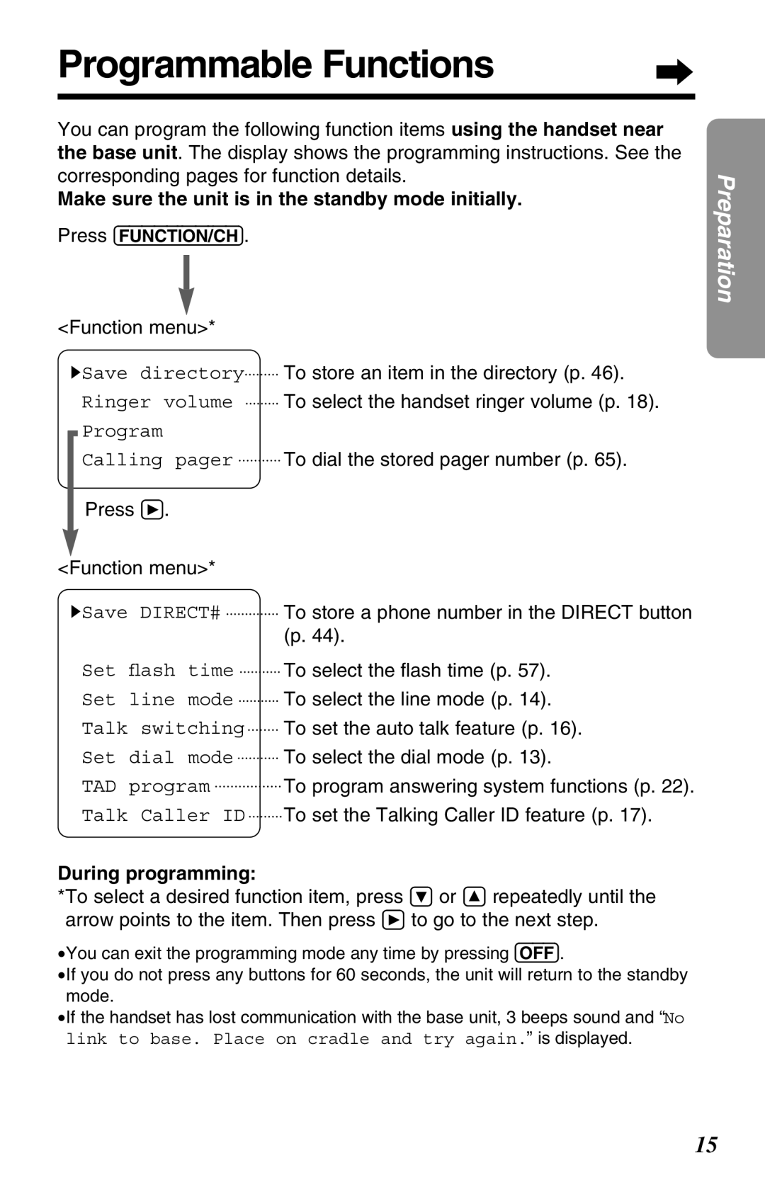 Panasonic KX-TG2680N operating instructions Programmable Functions, During programming 