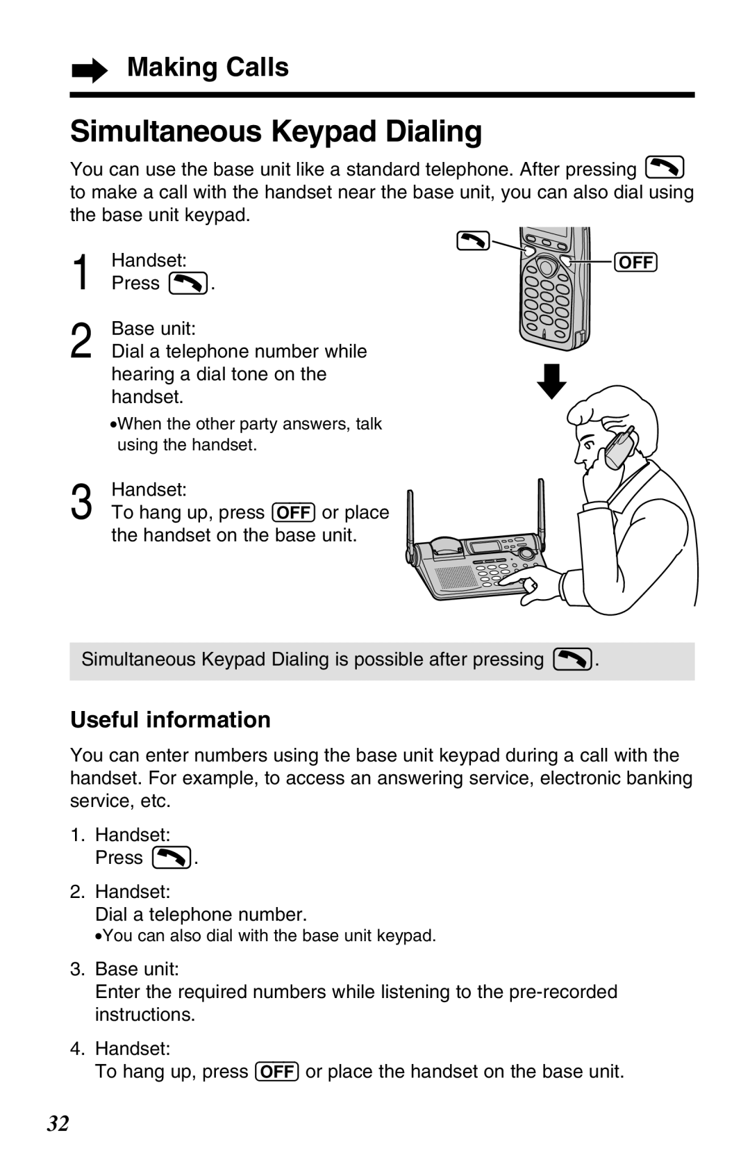 Panasonic KX-TG2680N operating instructions Simultaneous Keypad Dialing, Useful information 