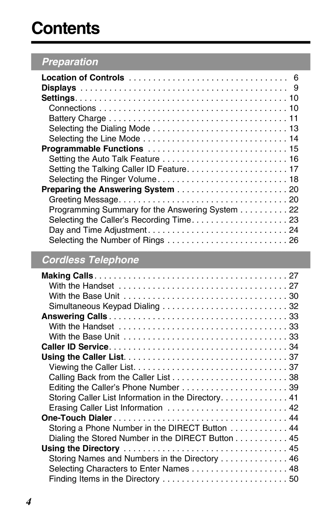 Panasonic KX-TG2680N operating instructions Contents 