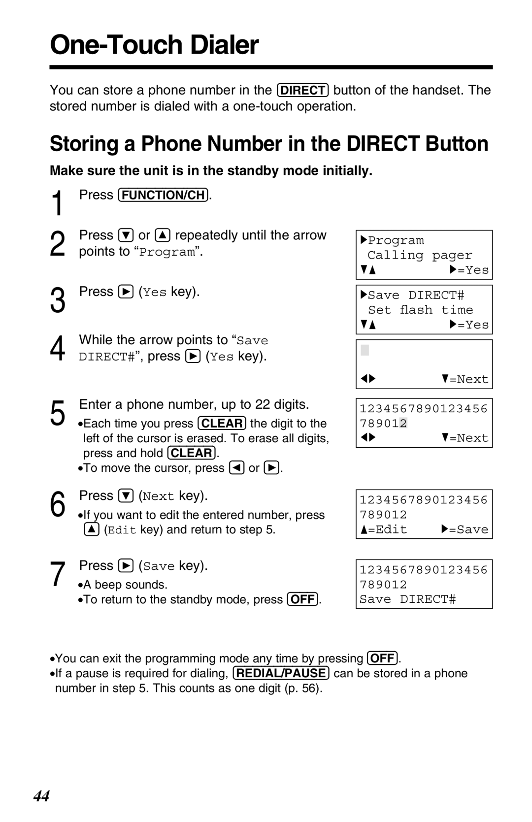 Panasonic KX-TG2680N operating instructions One-Touch Dialer, Storing a Phone Number in the Direct Button 