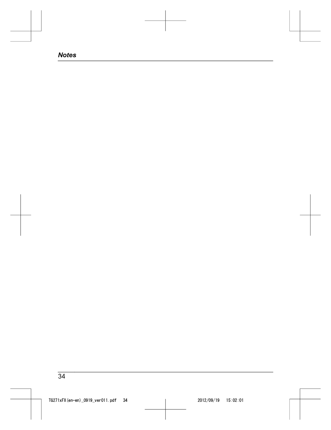 Panasonic KX-TG2712FX, KX-TG2711FX operating instructions 2012/09/19 