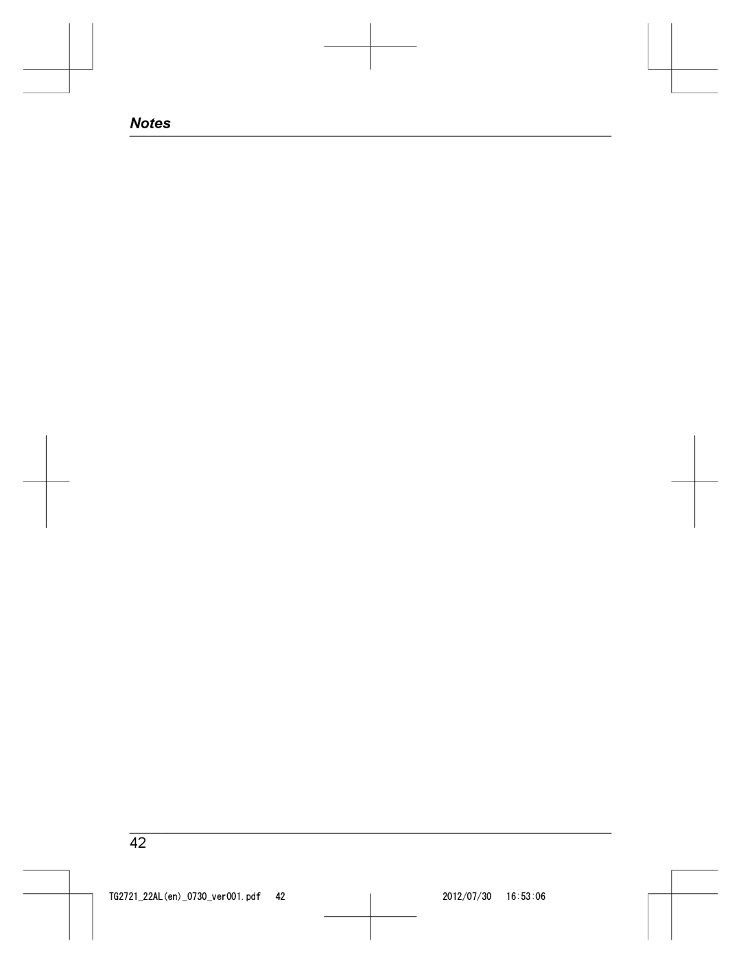 Panasonic KX-TG2721AL, KX-TG2722AL operating instructions 2012/07/30 