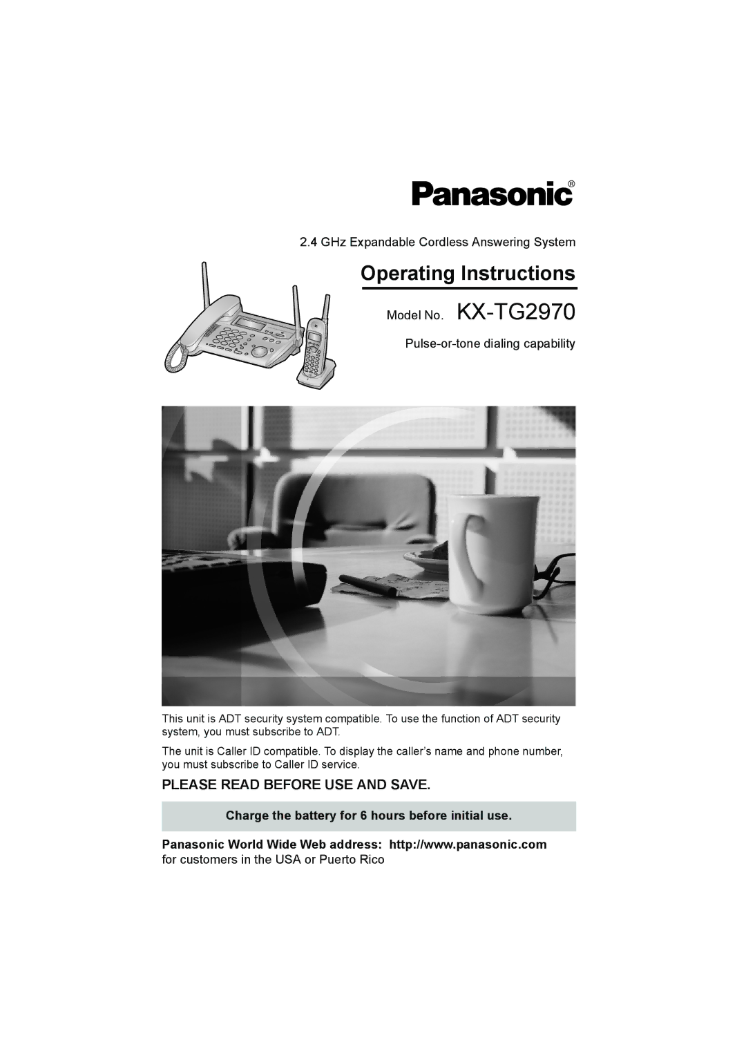 Panasonic KX-TG2970 operating instructions GHz Expandable Cordless Answering System 