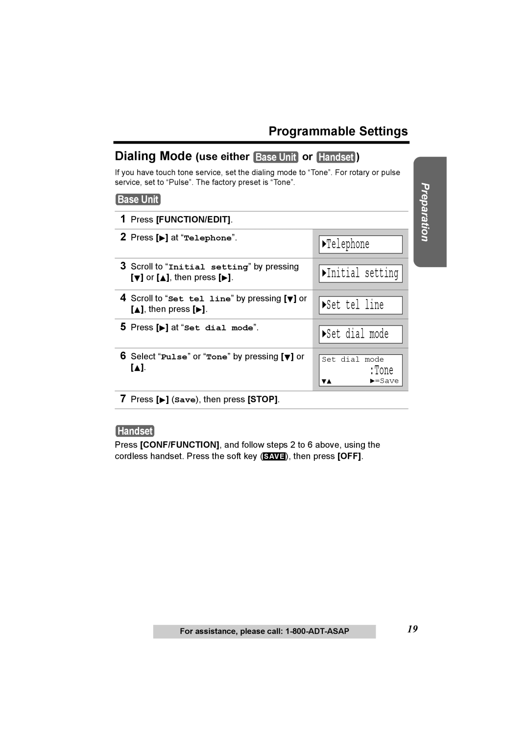 Panasonic KX-TG2970 operating instructions Set dial mode 