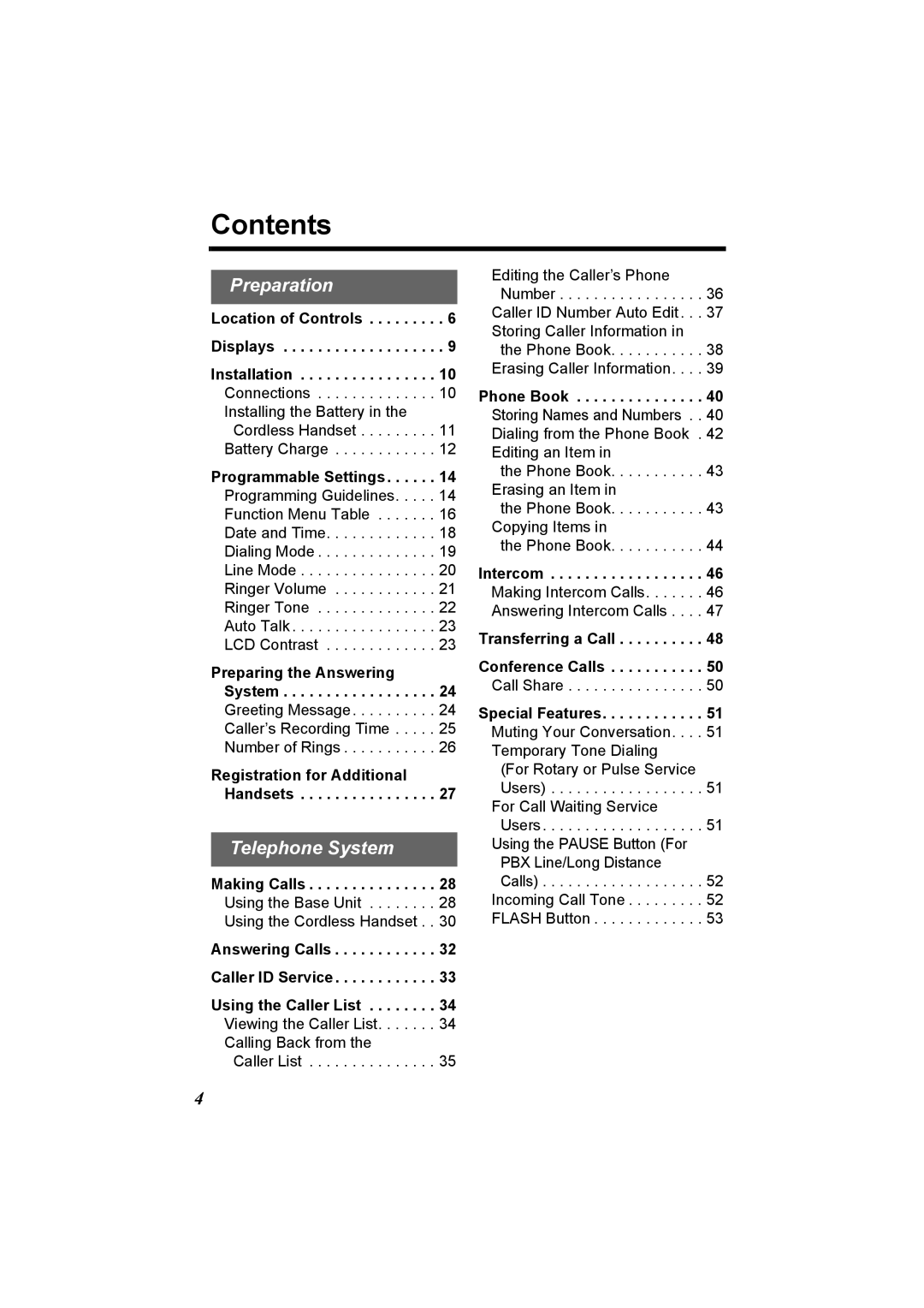 Panasonic KX-TG2970 operating instructions Contents 