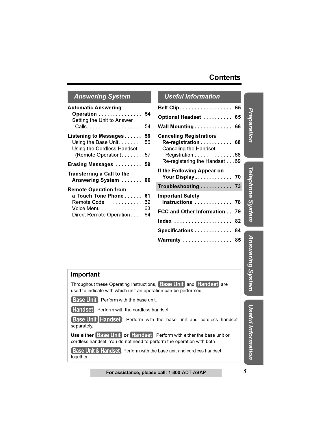 Panasonic KX-TG2970 operating instructions Contents 