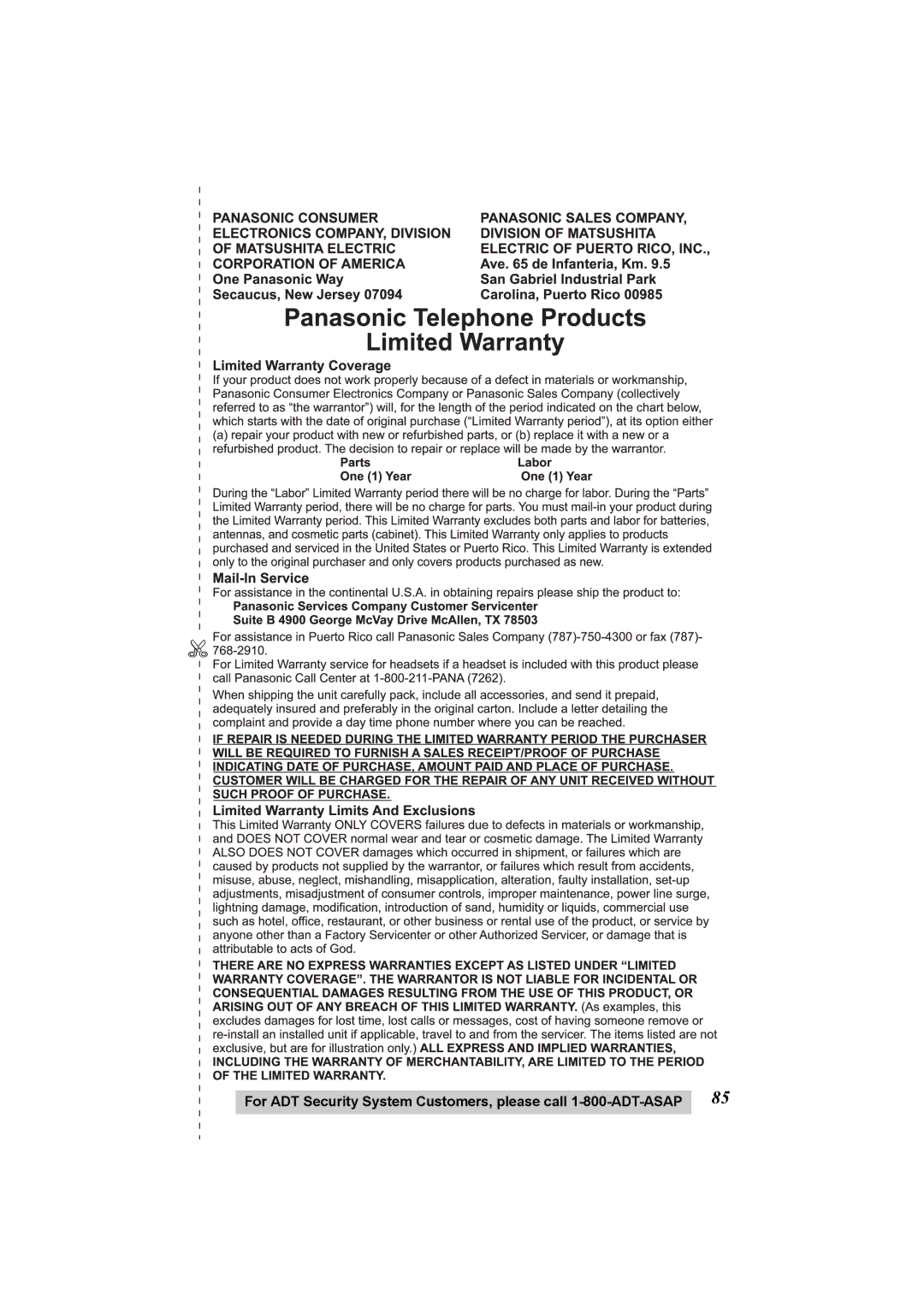 Panasonic KX-TG2970 operating instructions 