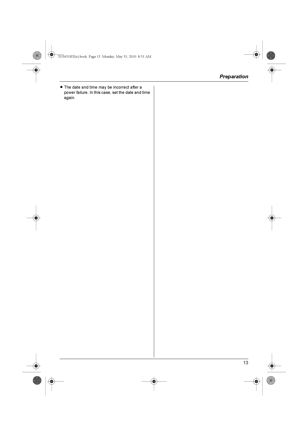 Panasonic KX-TG3651BX operating instructions TG3651BXe.book Page 13 Monday, May 31, 2010 851 AM 