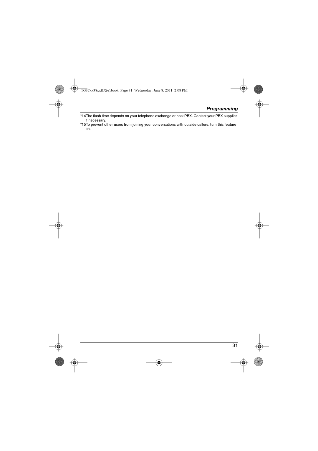 Panasonic KX-TG3711BX, KX-TG3711SX, KX-TG3712BX, KX-TG3811BX TG37xx38xxBXe.book Page 31 Wednesday, June 8, 2011 208 PM 