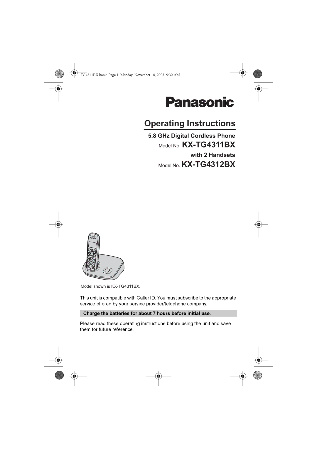 Panasonic KX-TG4312BX, KX-TG4311BX operating instructions Operating Instructions 