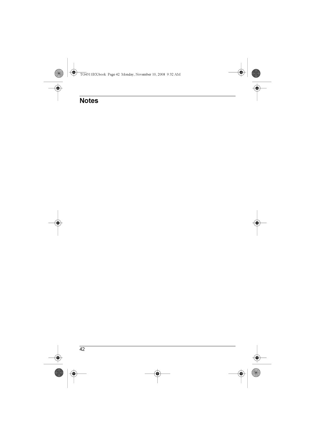 Panasonic KX-TG4311BX, KX-TG4312BX operating instructions TG4311BX.book Page 42 Monday, November 10, 2008 932 AM 