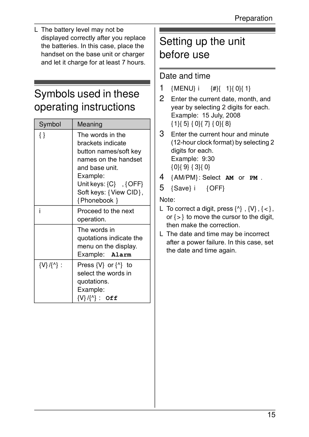 Panasonic KX-TG4391NZ, KX-TG4382NZ, KX-TG4392NZ, KX-TG4381NZ Setting up the unit before use, Date and time 