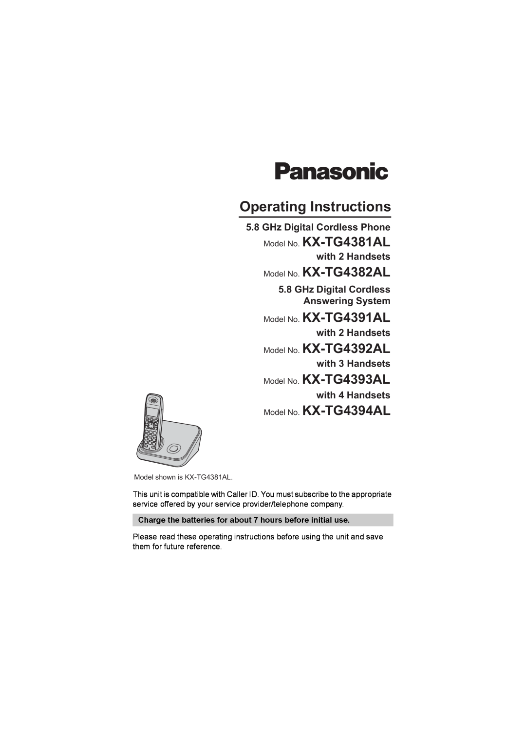 Panasonic KX-TG4392AL operating instructions Operating Instructions, Model No. KX-TG4381AL, Model No. KX-TG4382AL 