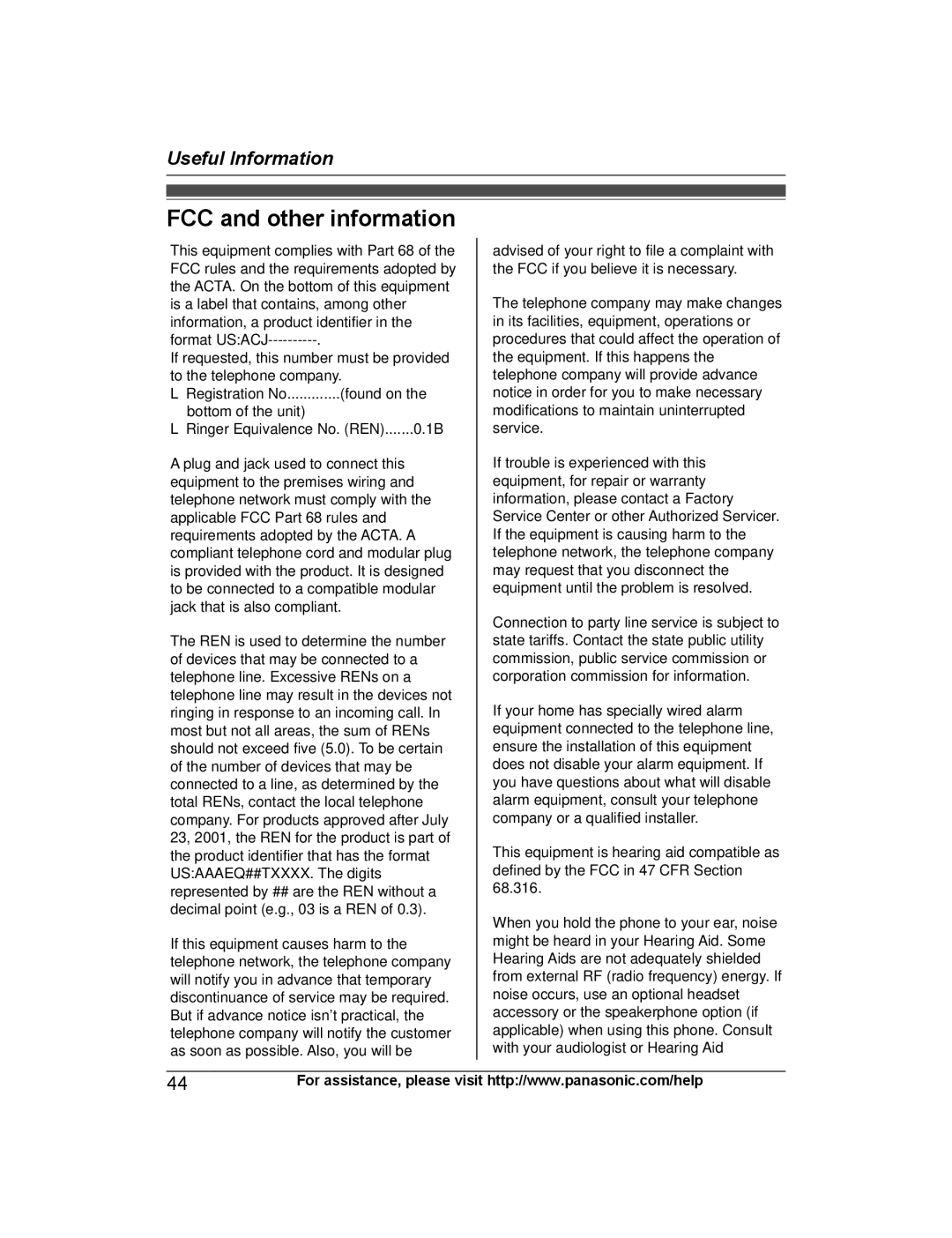 Panasonic KX-TGD212, KX-TG444SK, KX-TGD220, KX-TG443SK, KX-TGD222, KX-TGD224, KX-TGD225, KX-TGD223 FCC and other information 