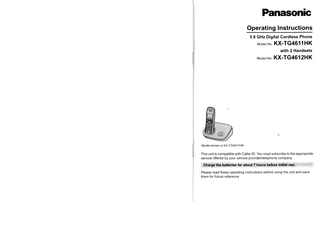 Panasonic KX-TG4611HK, KX-TG4612HKf manual 