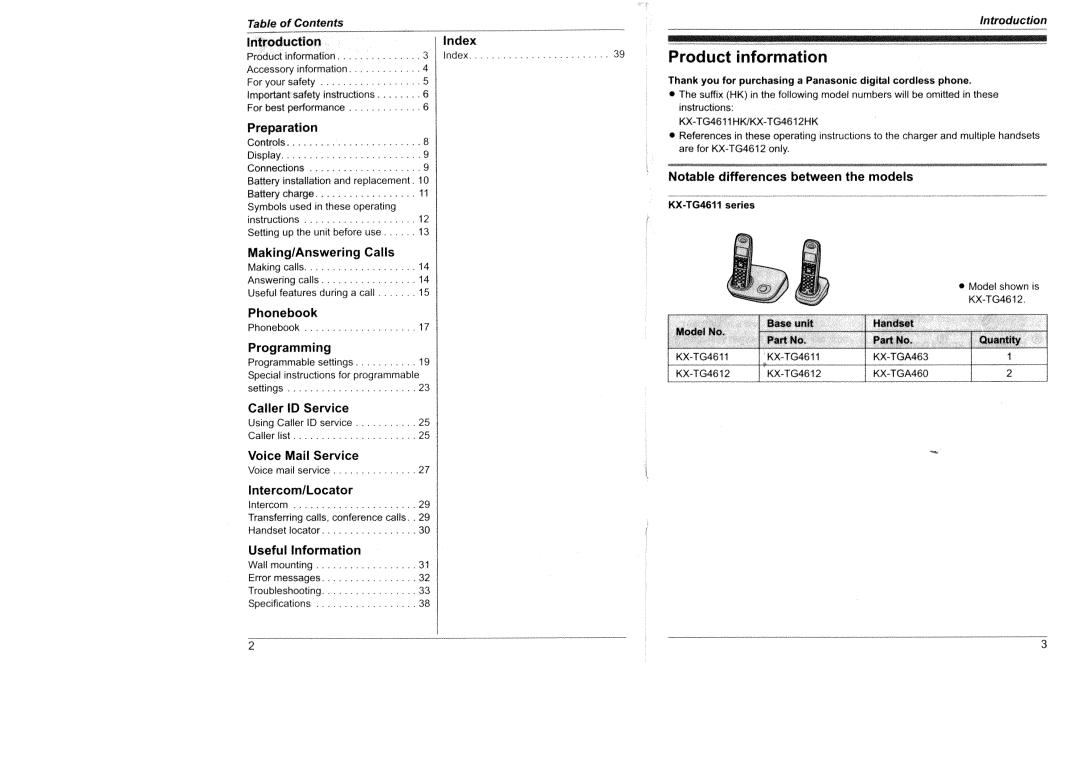 Panasonic KX-TG4612HKf, KX-TG4611HK manual 