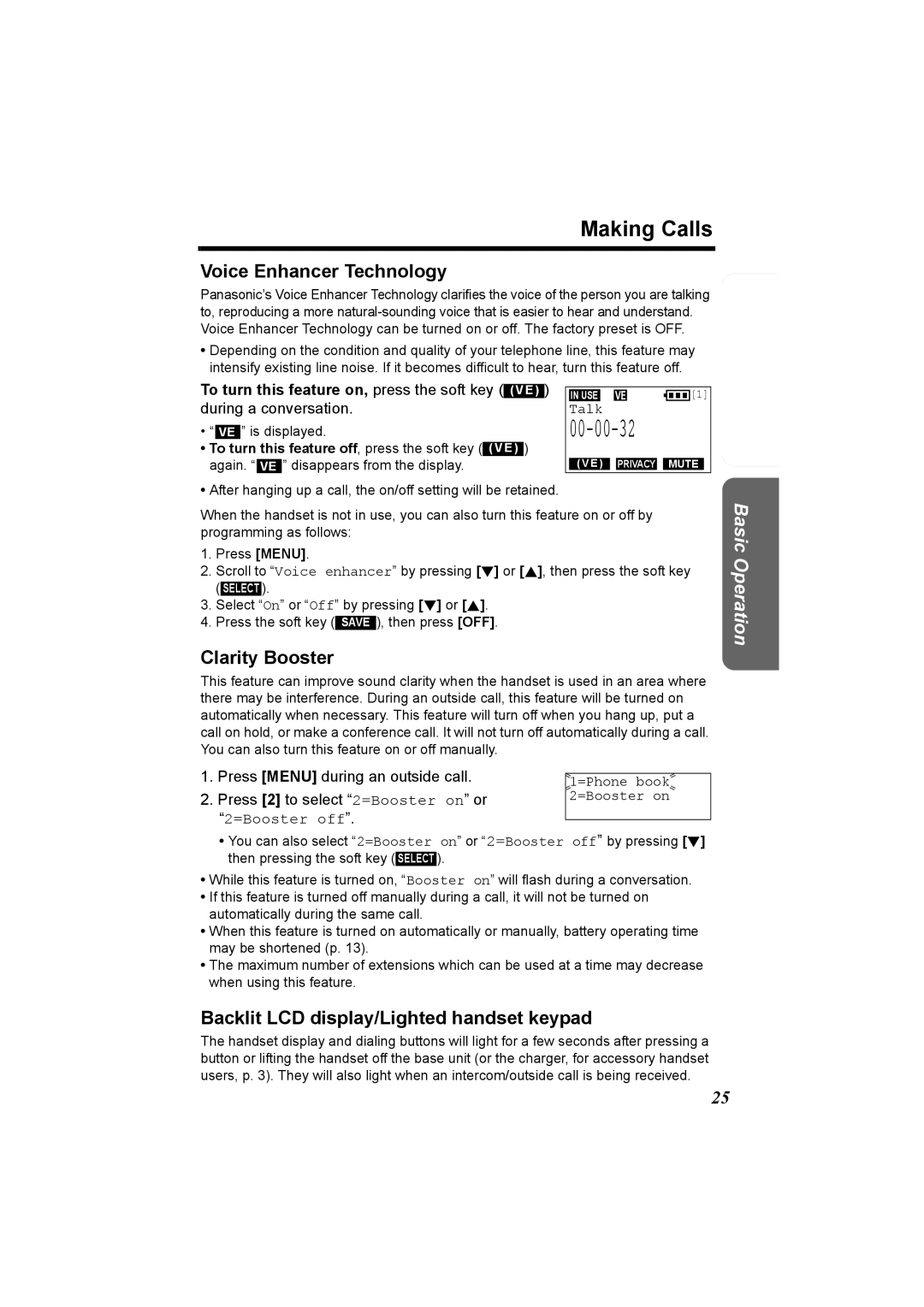 Panasonic KX-TG5230C Voice Enhancer Technology, Clarity Booster, Backlit LCD display/Lighted handset keypad 