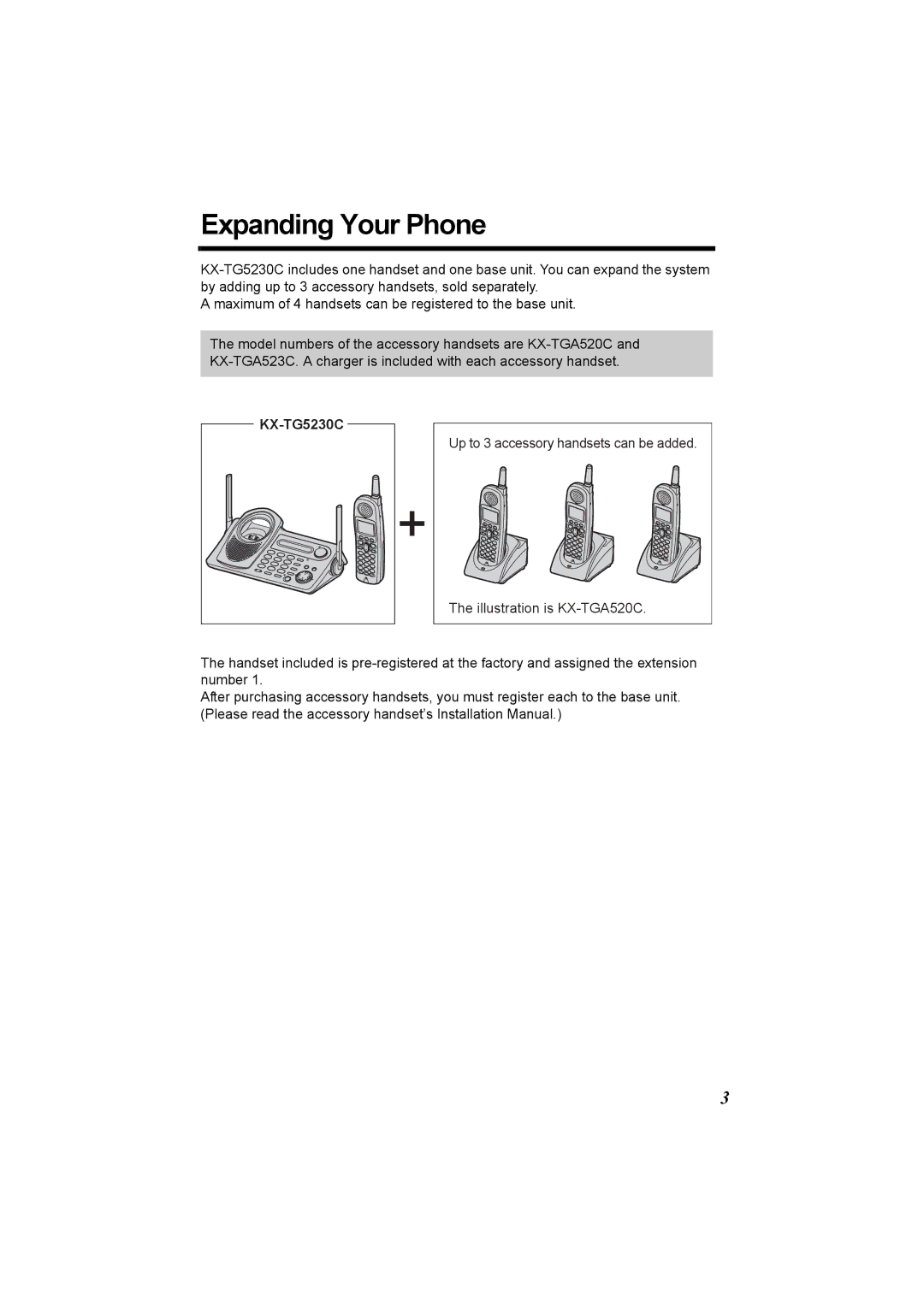 Panasonic KX-TG5230C operating instructions Expanding Your Phone 