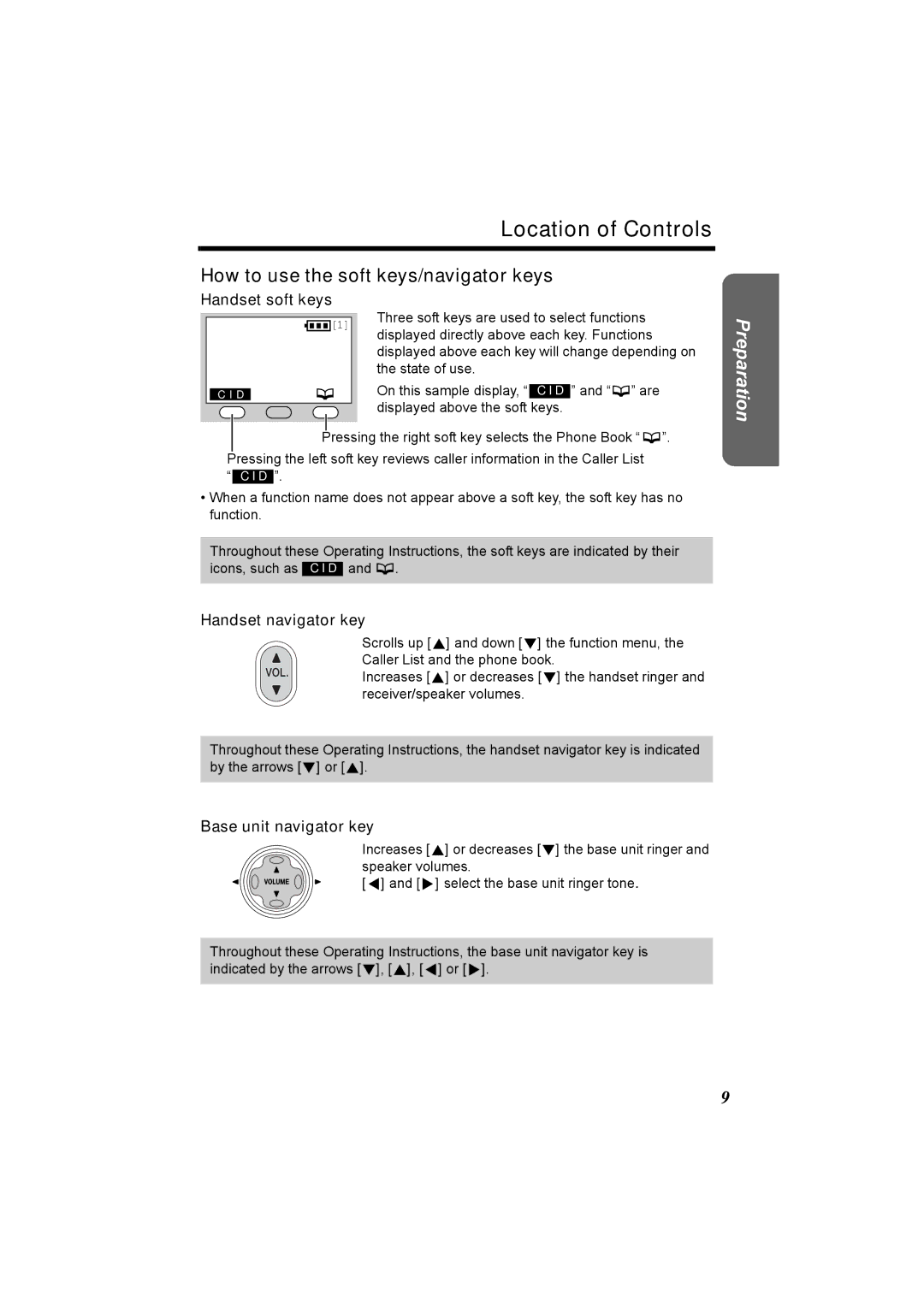 Panasonic KX-TG5230C How to use the soft keys/navigator keys, Handset soft keys, Handset navigator key 