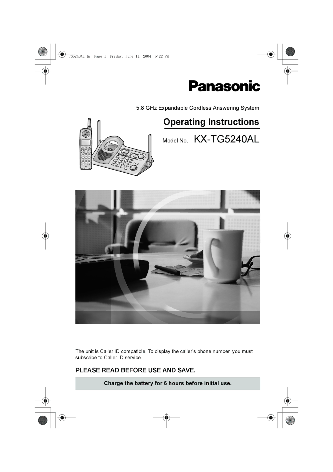 Panasonic KX-TG5240AL operating instructions GHz Expandable Cordless Answering System 