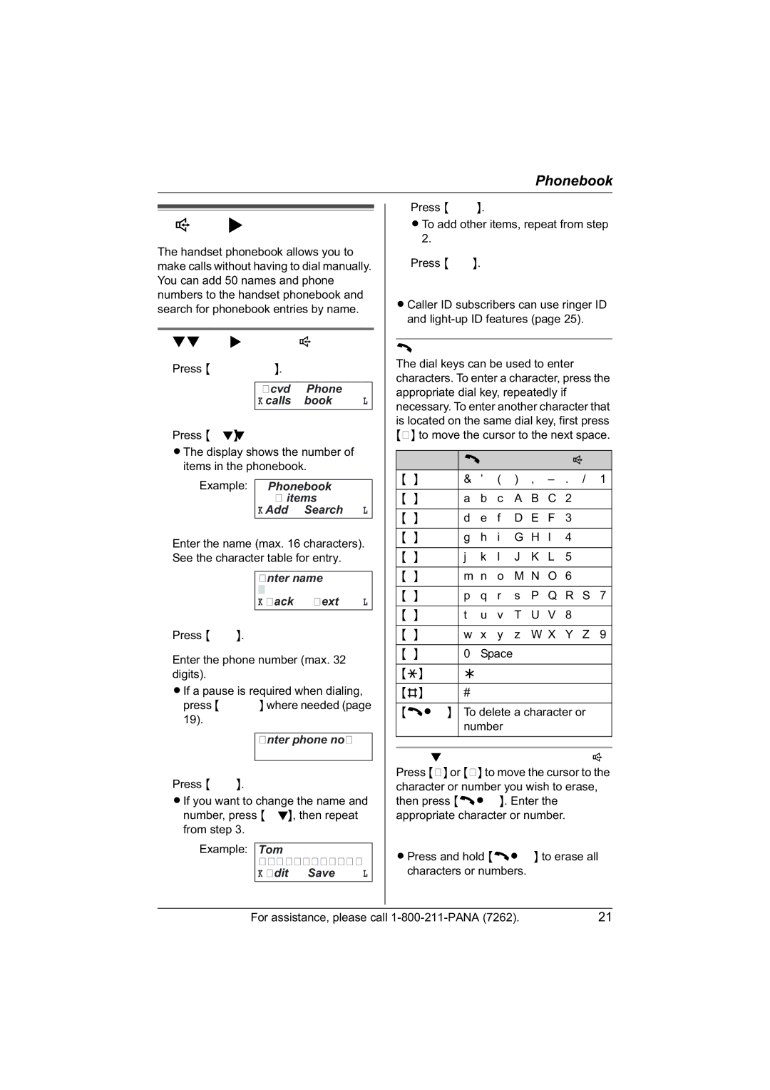 Panasonic KX-TG5421, KX-TG5422, KX-TG5423 operating instructions Using the phonebook, Adding items to the phonebook 