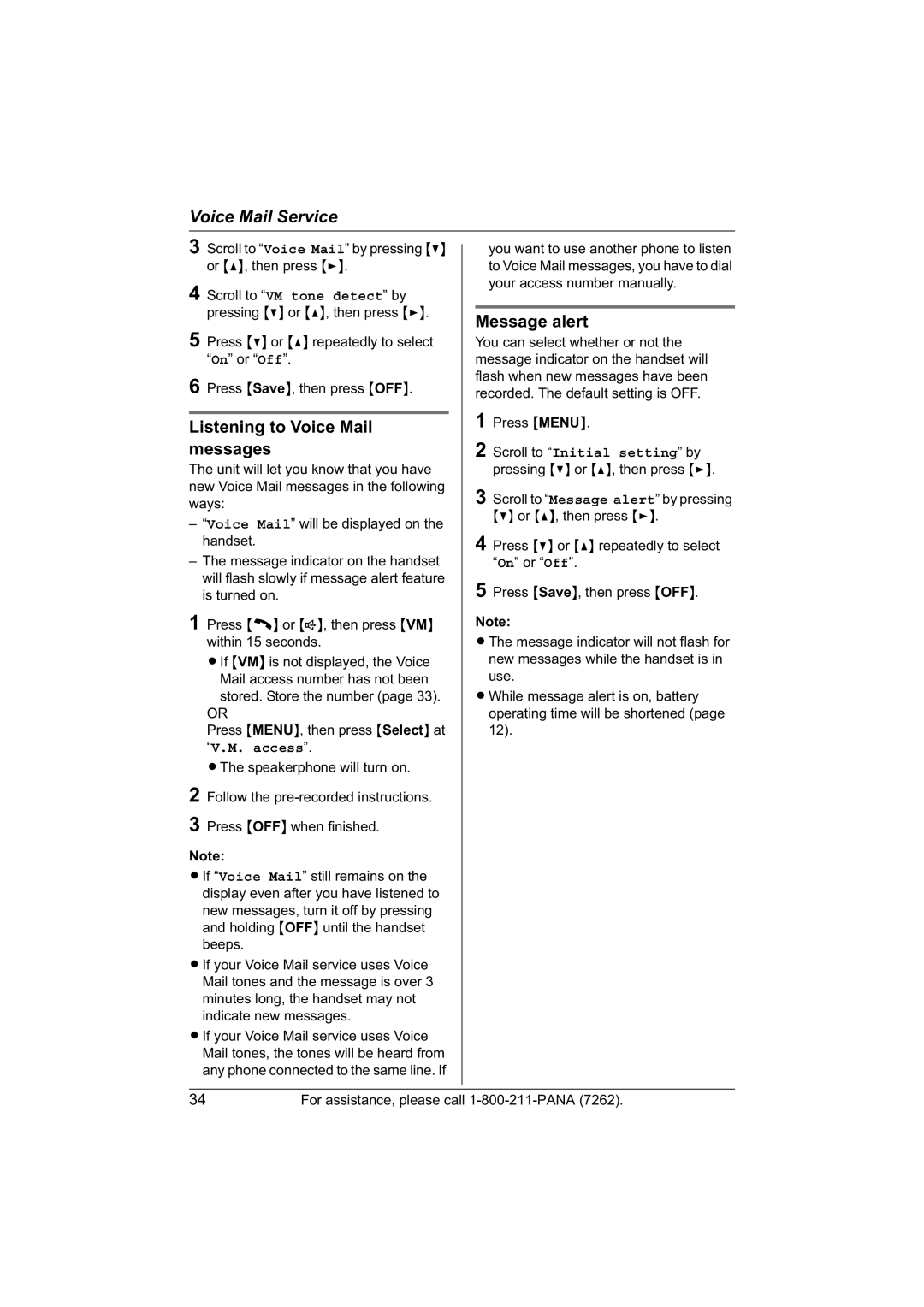 Panasonic KX-TG5422, KX-TG5421, KX-TG5423 operating instructions Listening to Voice Mail messages, Message alert 