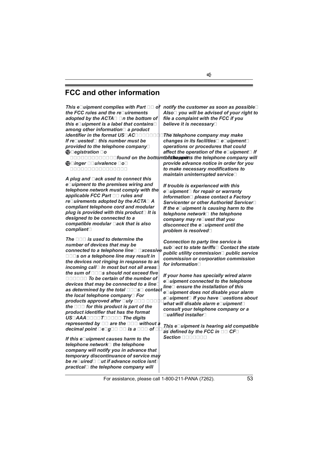 Panasonic KX-TG5423, KX-TG5421, KX-TG5422 operating instructions FCC and other information 