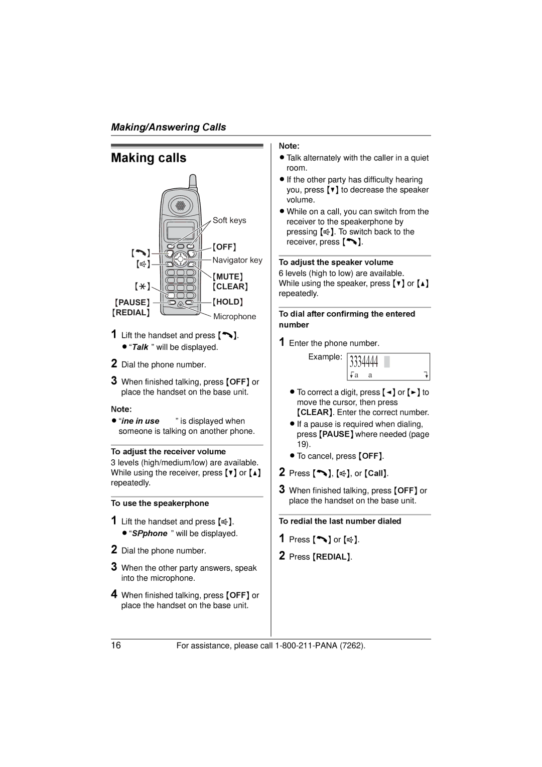 Panasonic KX-TG5428 operating instructions Making calls, KFlash CallL 