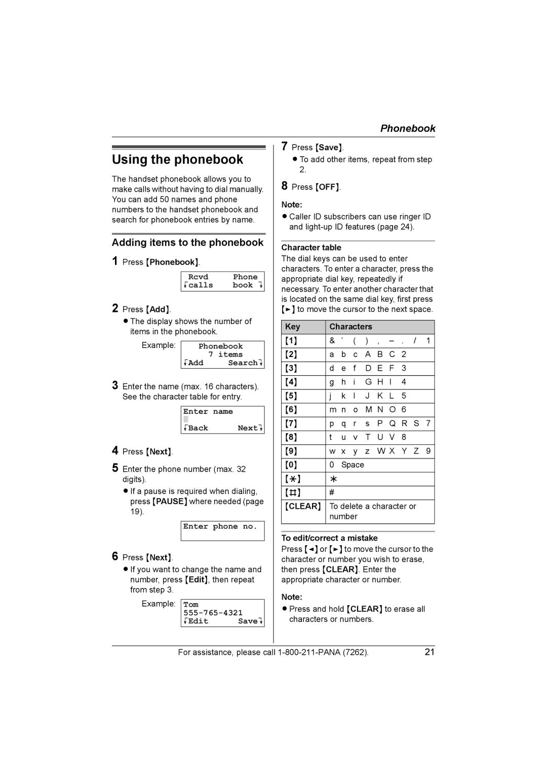 Panasonic KX-TG5428 operating instructions Using the phonebook, Adding items to the phonebook 