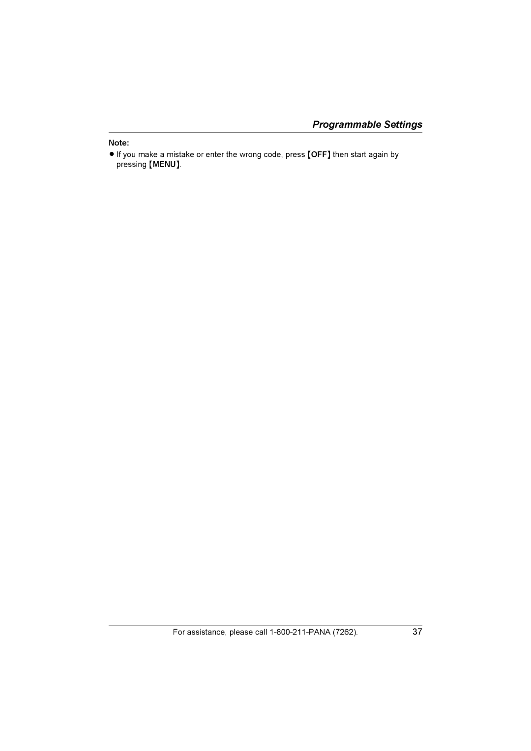 Panasonic KX-TG5428 operating instructions Programmable Settings 