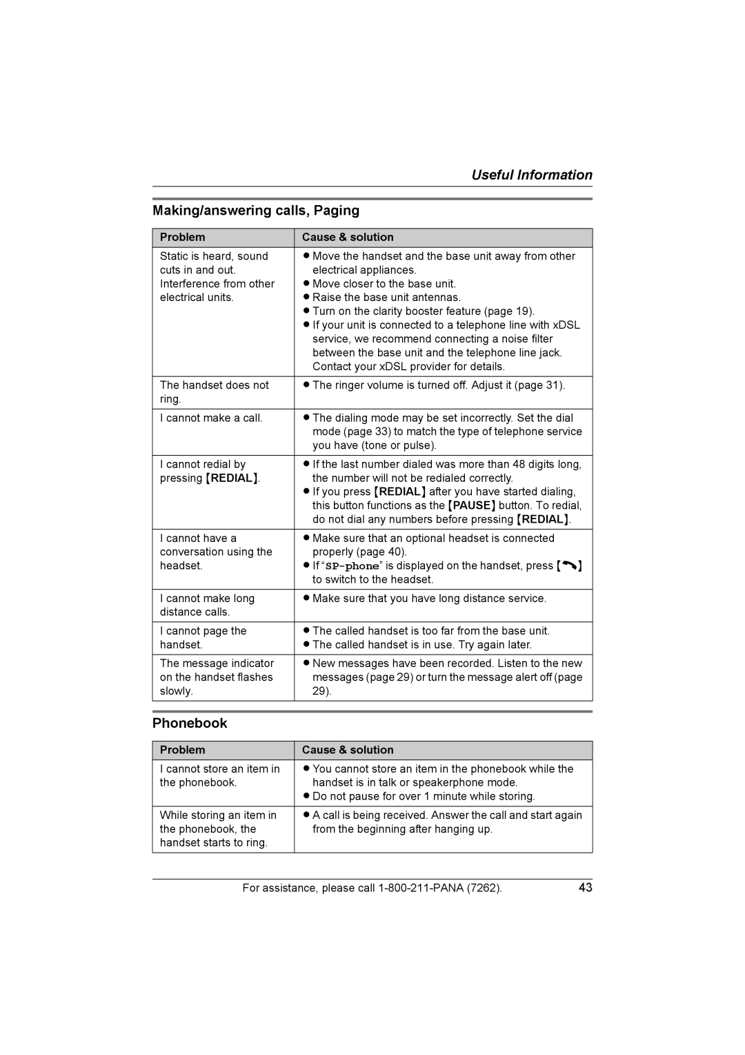 Panasonic KX-TG5428 operating instructions Making/answering calls, Paging, Phonebook 