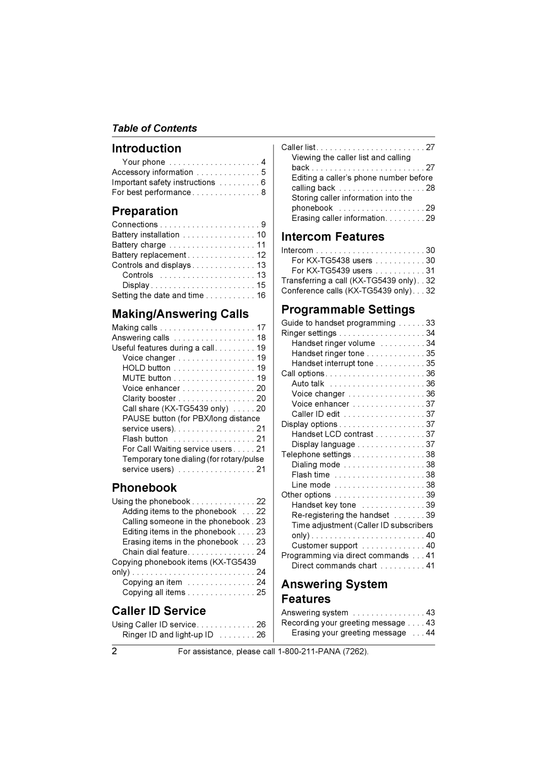 Panasonic KX-TG5438, KX-TG5439 operating instructions Introduction 