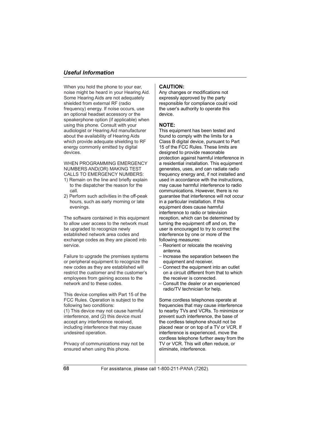 Panasonic KX-TG5453 operating instructions Useful Information 