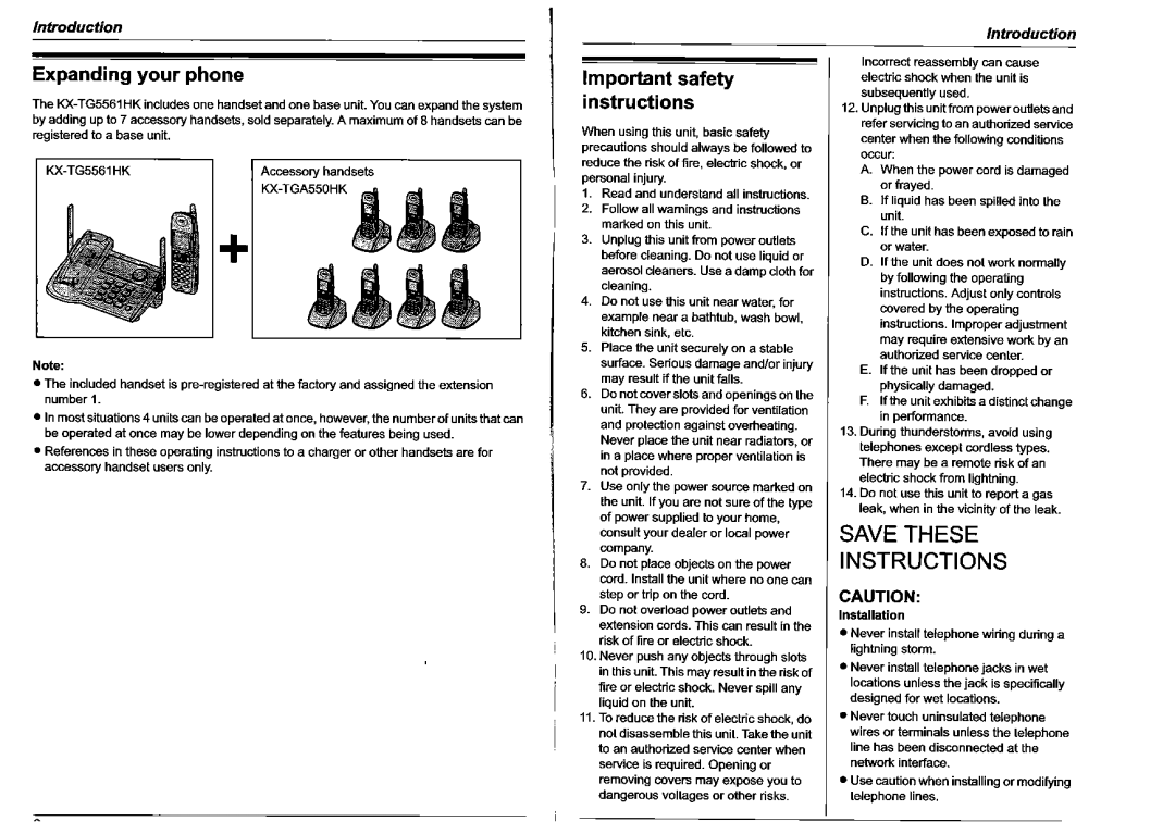 Panasonic KX-TG5561HK manual 