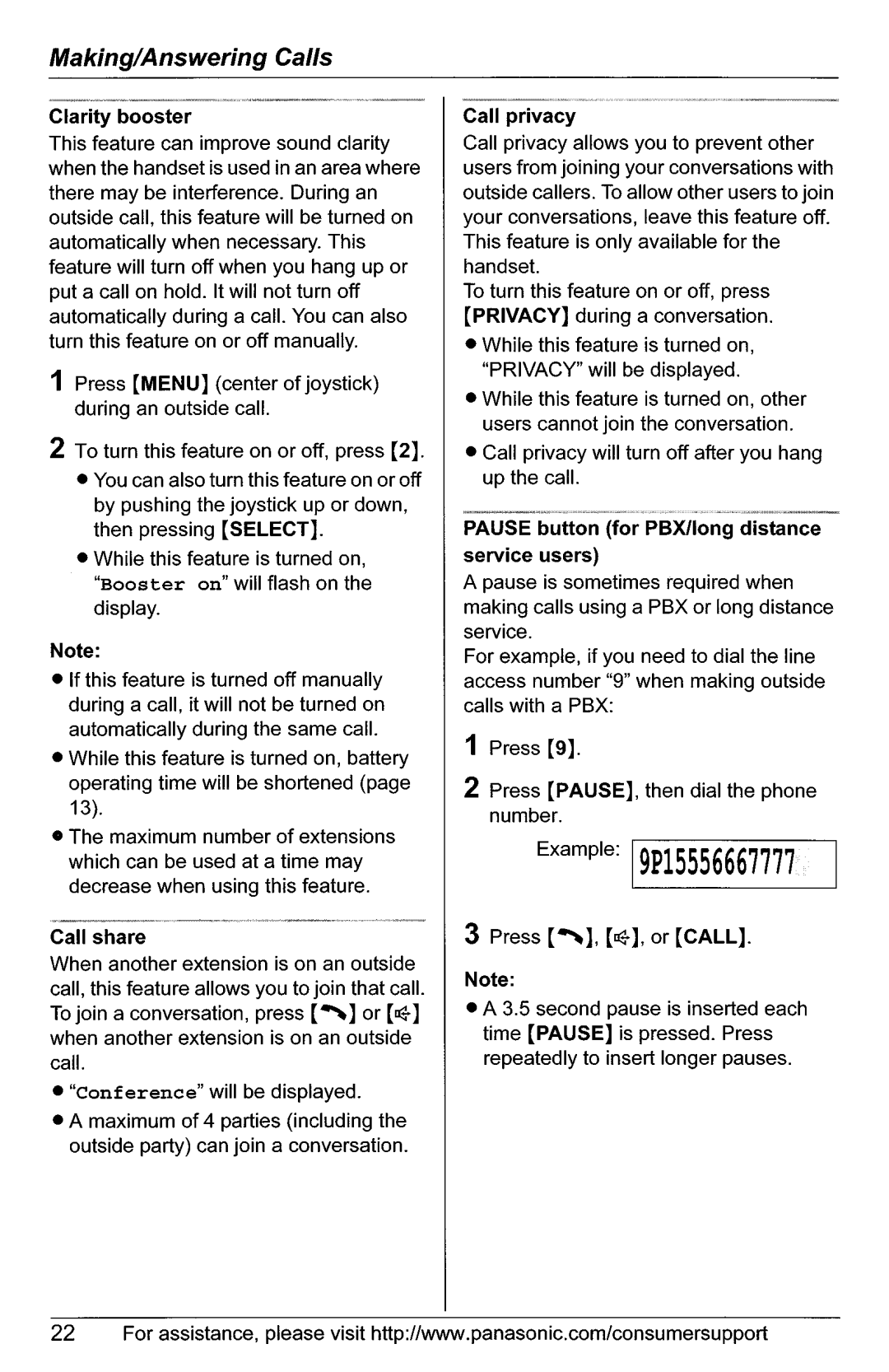 Panasonic KX-TG5566, KX-TG5561 manual 