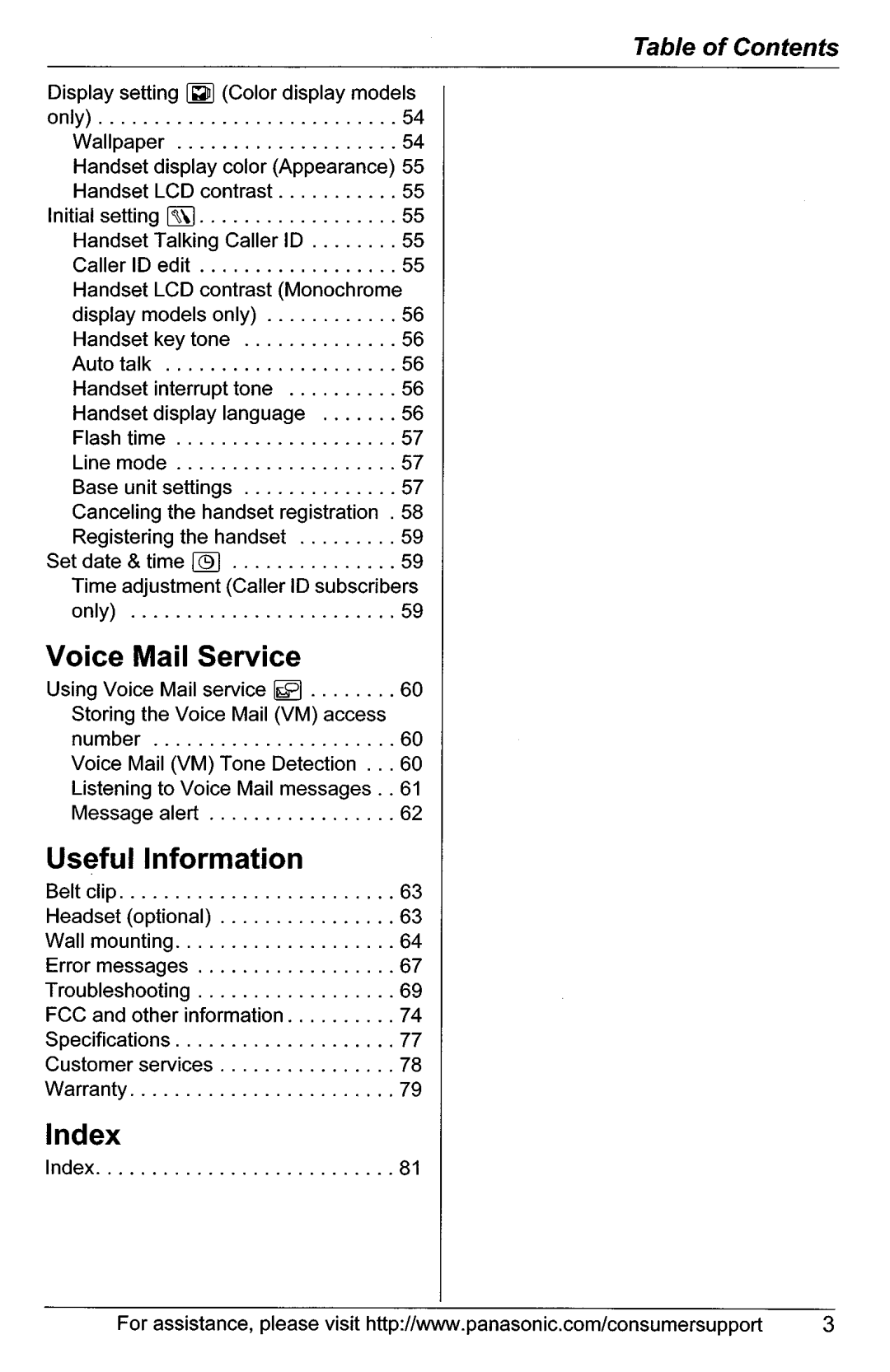 Panasonic KX-TG5561, KX-TG5566 manual 