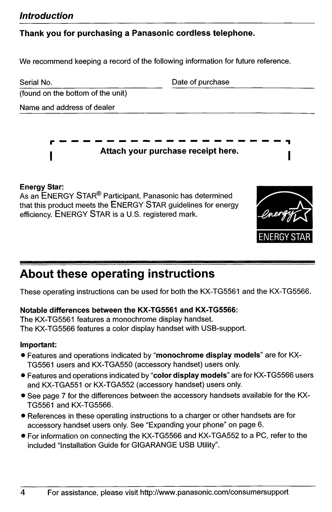 Panasonic KX-TG5566, KX-TG5561 manual 