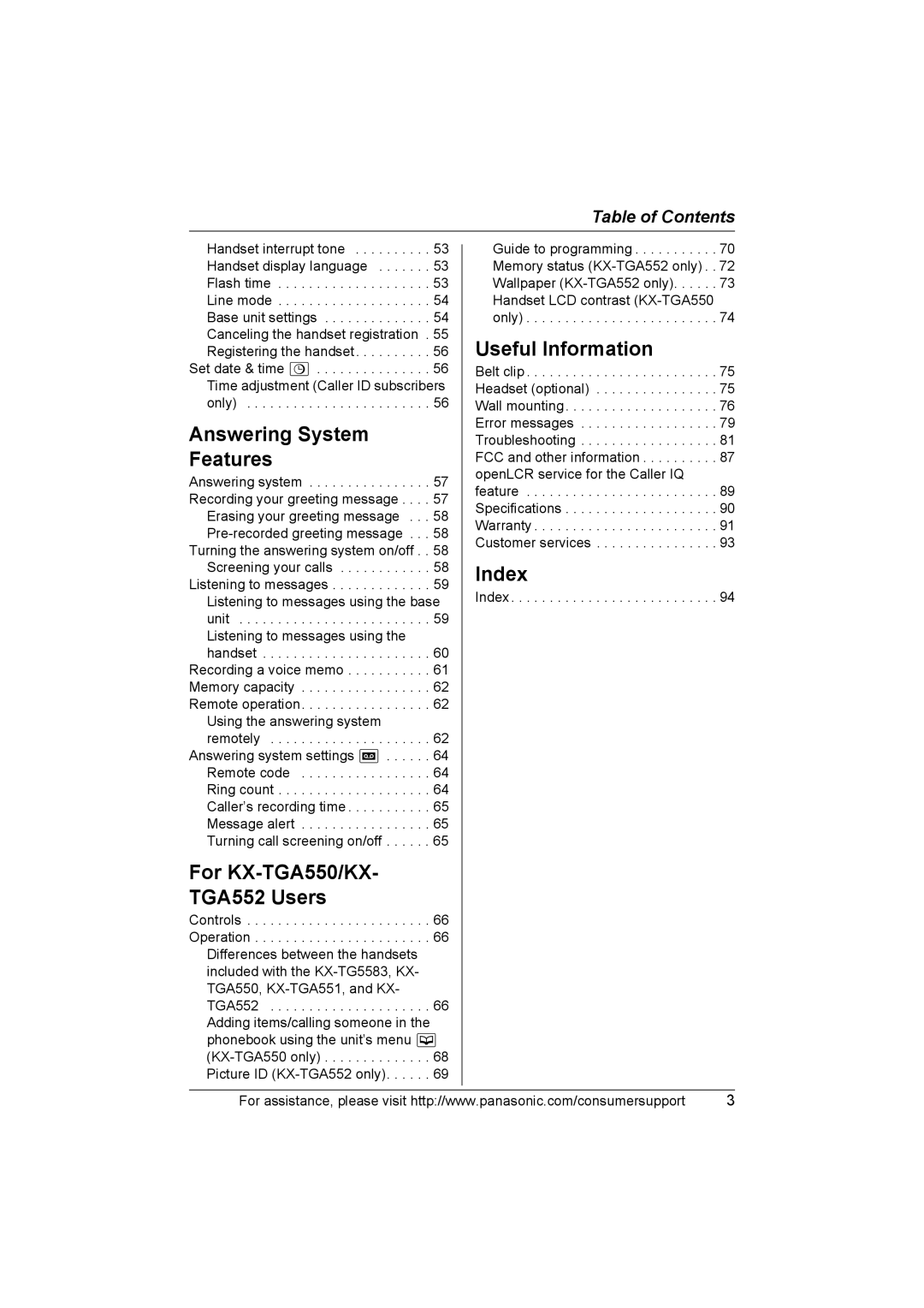 Panasonic KX-TG5583 operating instructions Answering System 