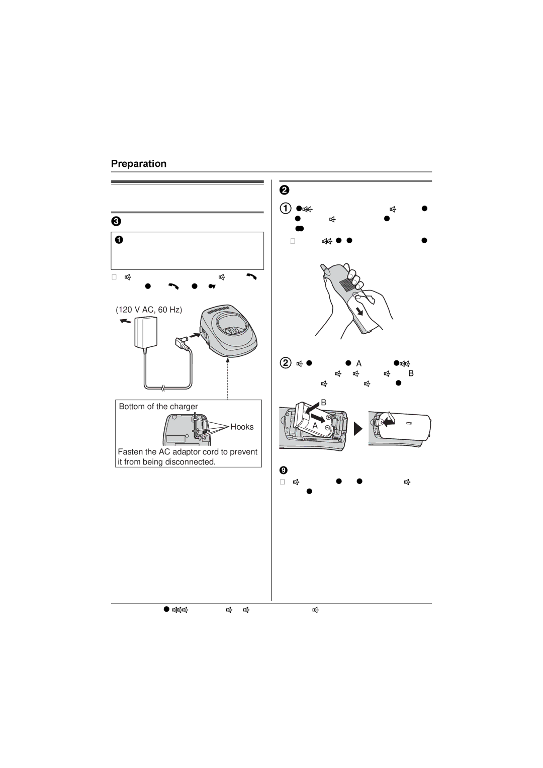 Panasonic KX-TG5632M Setting up the handset, Connecting the charger, Battery installation/replacement 