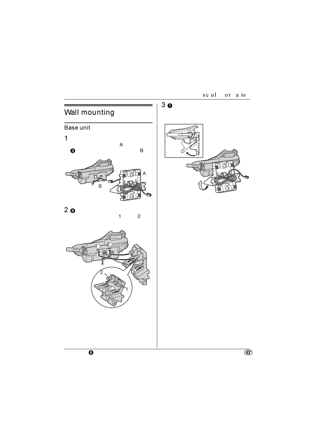 Panasonic KX-TG5632M operating instructions Wall mounting, Base unit 