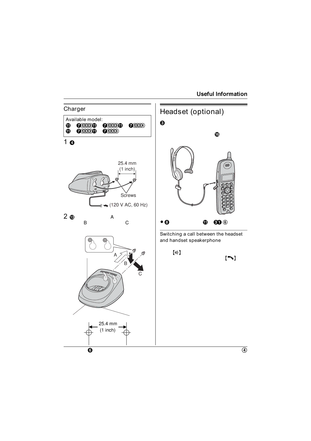 Panasonic KX-TG5632M operating instructions Headset optional, Charger 