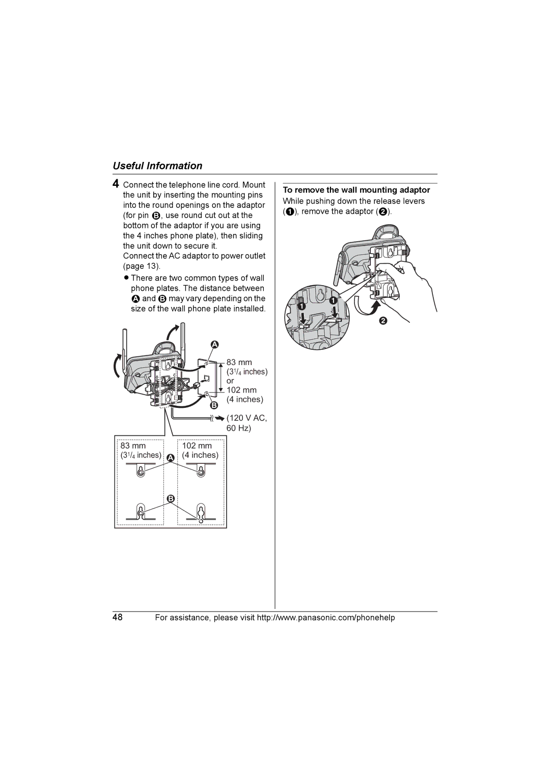 Panasonic KX-TG5634, KX-TG5651, KX-TG5631, KX-TG5653, KX-TG5633, KX-TG5632, KX-TG5652 Connect the AC adaptor to power outlet 