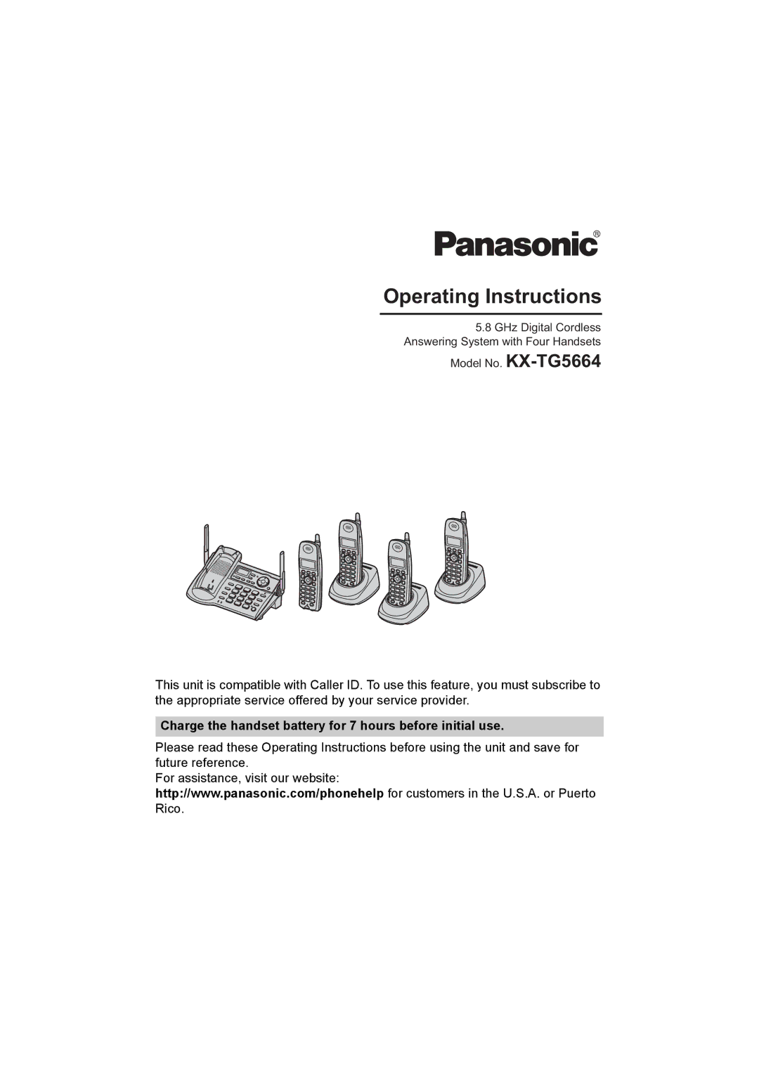 Panasonic KX-TG5664 operating instructions Operating Instructions 