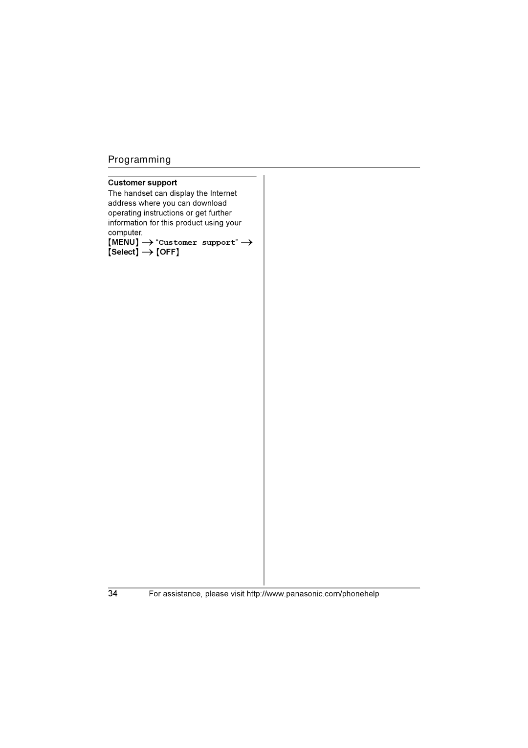 Panasonic KX-TG5664 operating instructions Menu iCustomer support i Select iOFF 