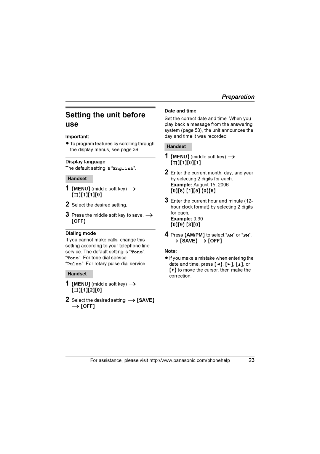 Panasonic KX-TG577 operating instructions Setting the unit before use 