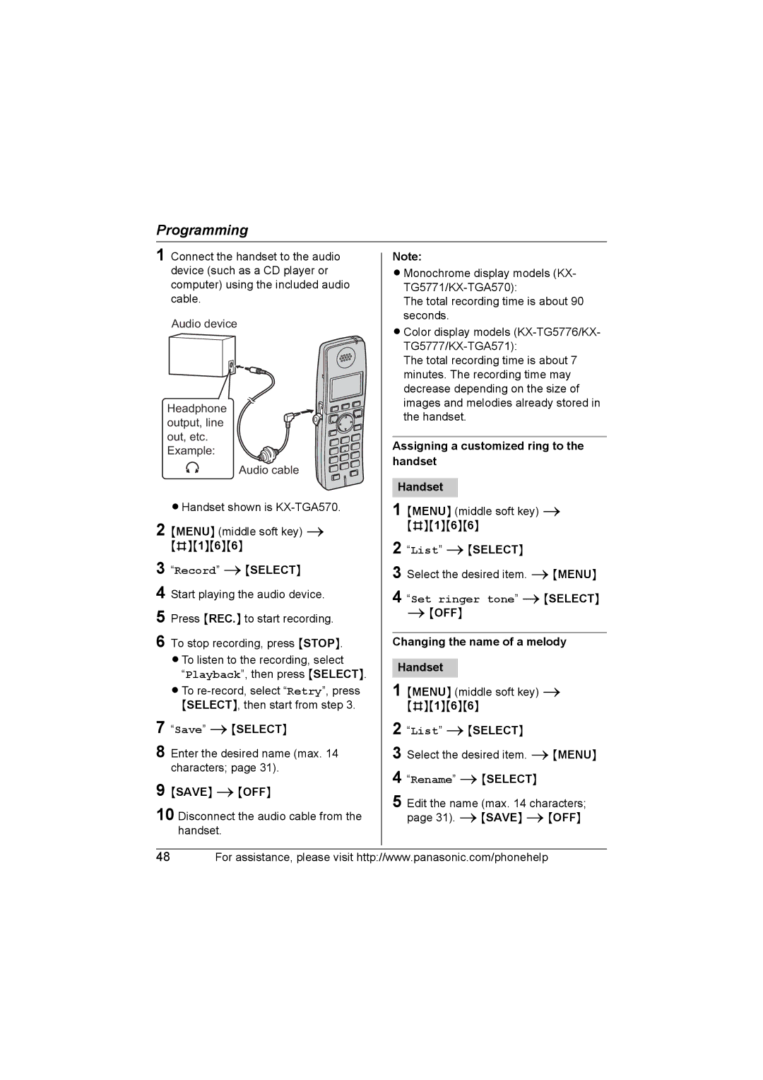 Panasonic KX-TG577 operating instructions Assigning a customized ring to, Changing the name of a melody 