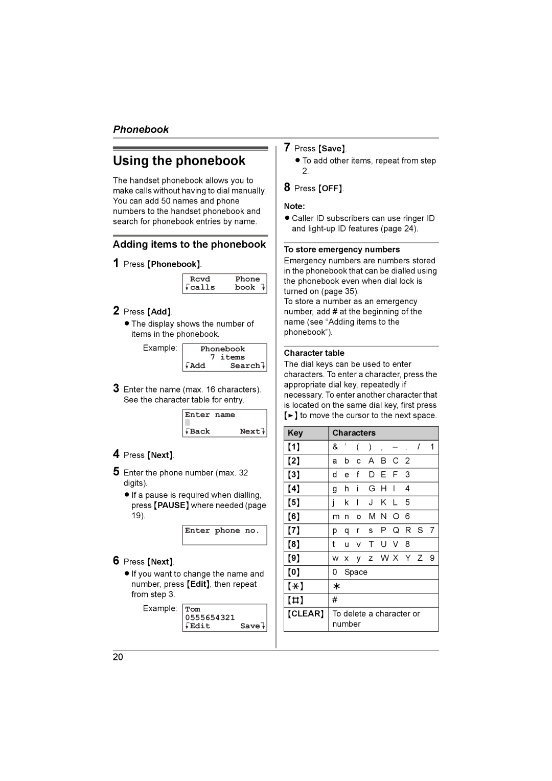 Panasonic KX-TG5821AL, KX-TG5822AL operating instructions Using the phonebook, Adding items to the phonebook 