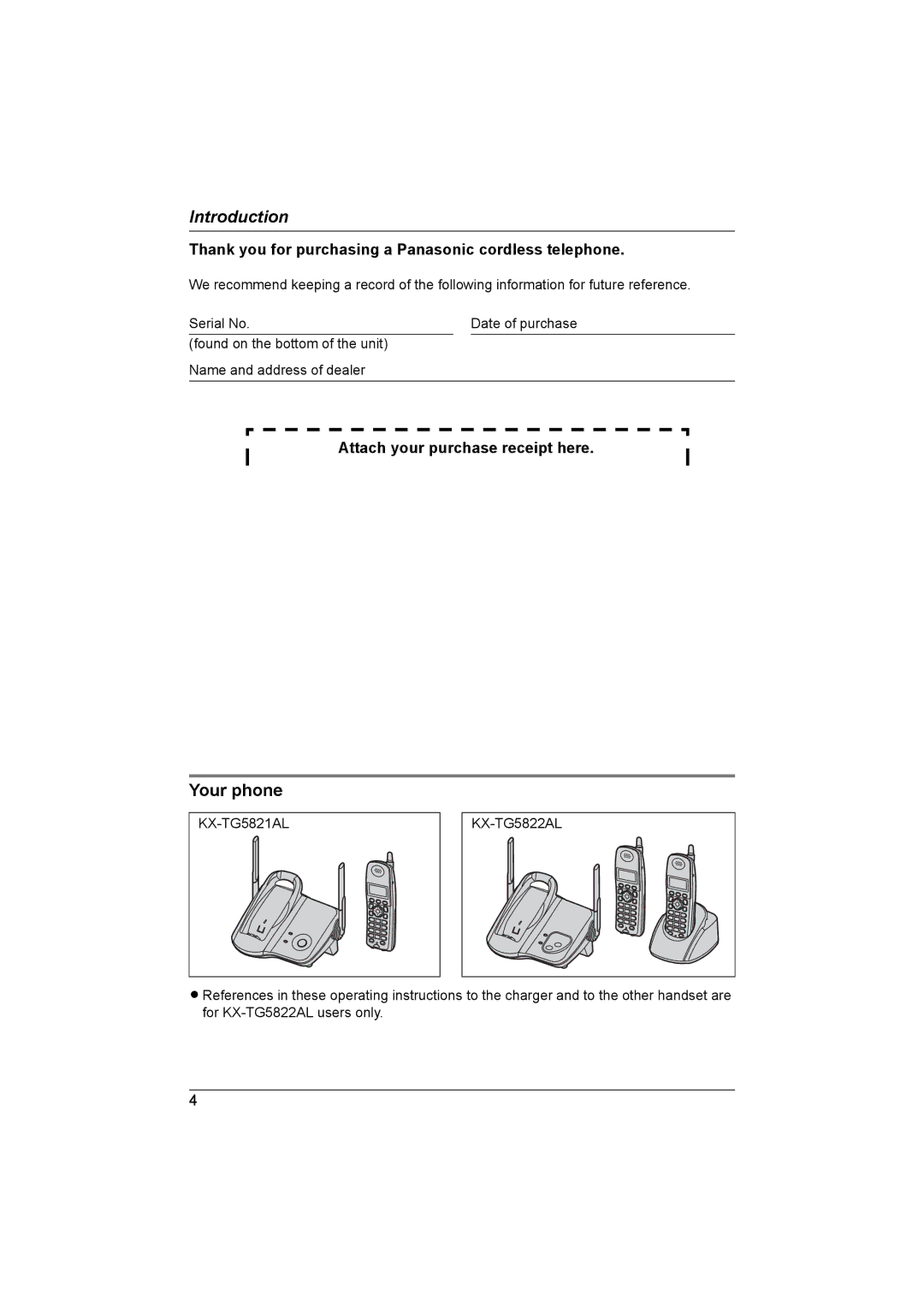 Panasonic KX-TG5821AL, KX-TG5822AL operating instructions Introduction, Your phone 