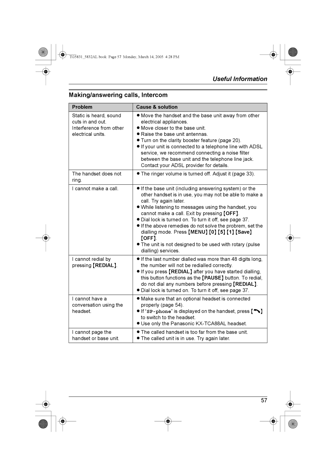 Panasonic KX-TG5831AL, KX-TG5832AL operating instructions Making/answering calls, Intercom 